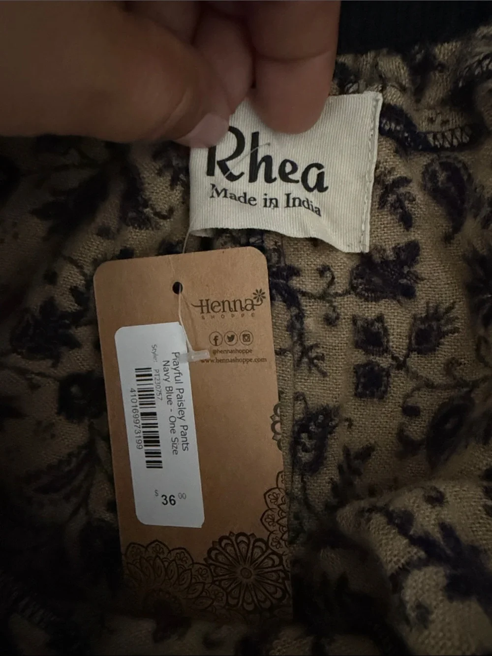 RHEA PAISLEY NAVY JOGGERS  ONE SIZE